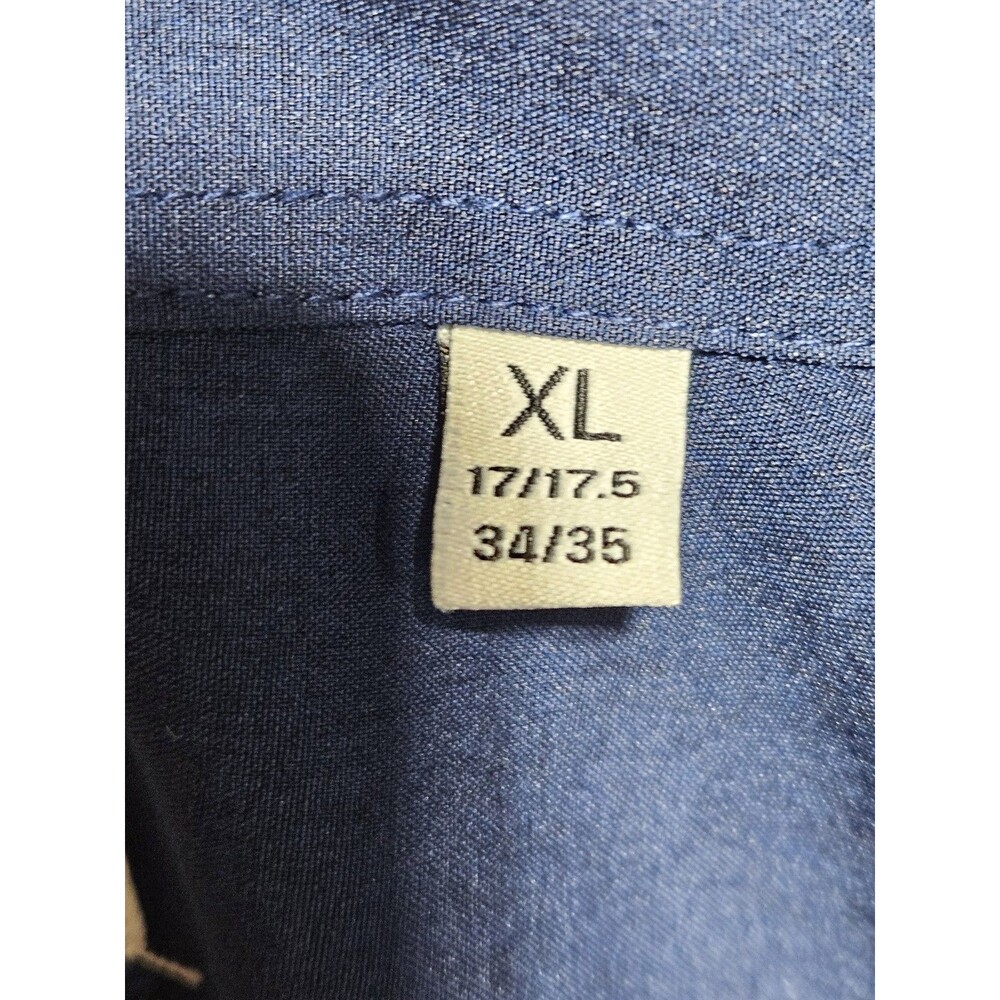 Lucky Brand Slim Fit Dress Shirt Mens XL 17-17.5 34/35 Blue 4-Way Stretch - Picture 6 of 13